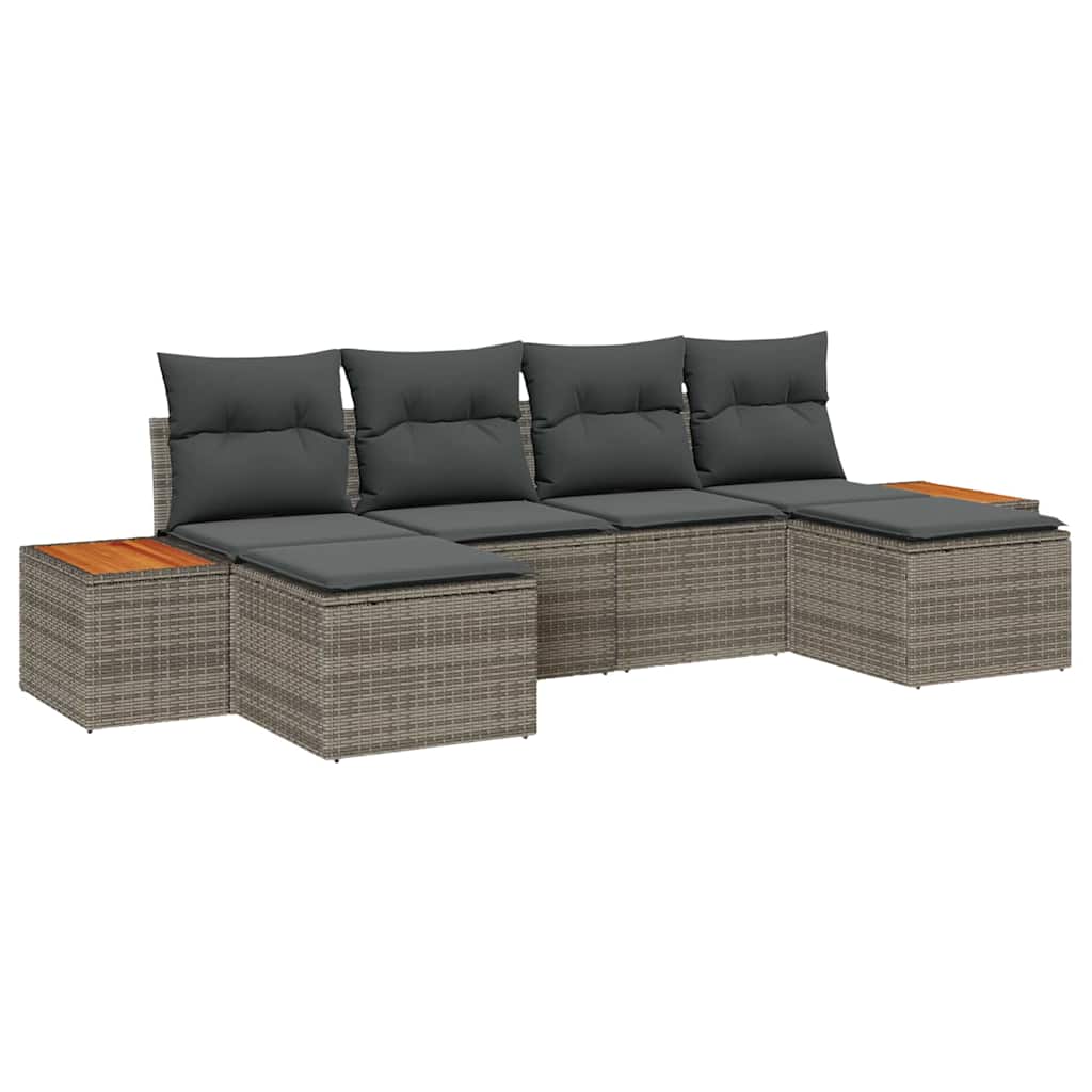 Gartensofa-set 6 stk. Grau Poly-Rattan