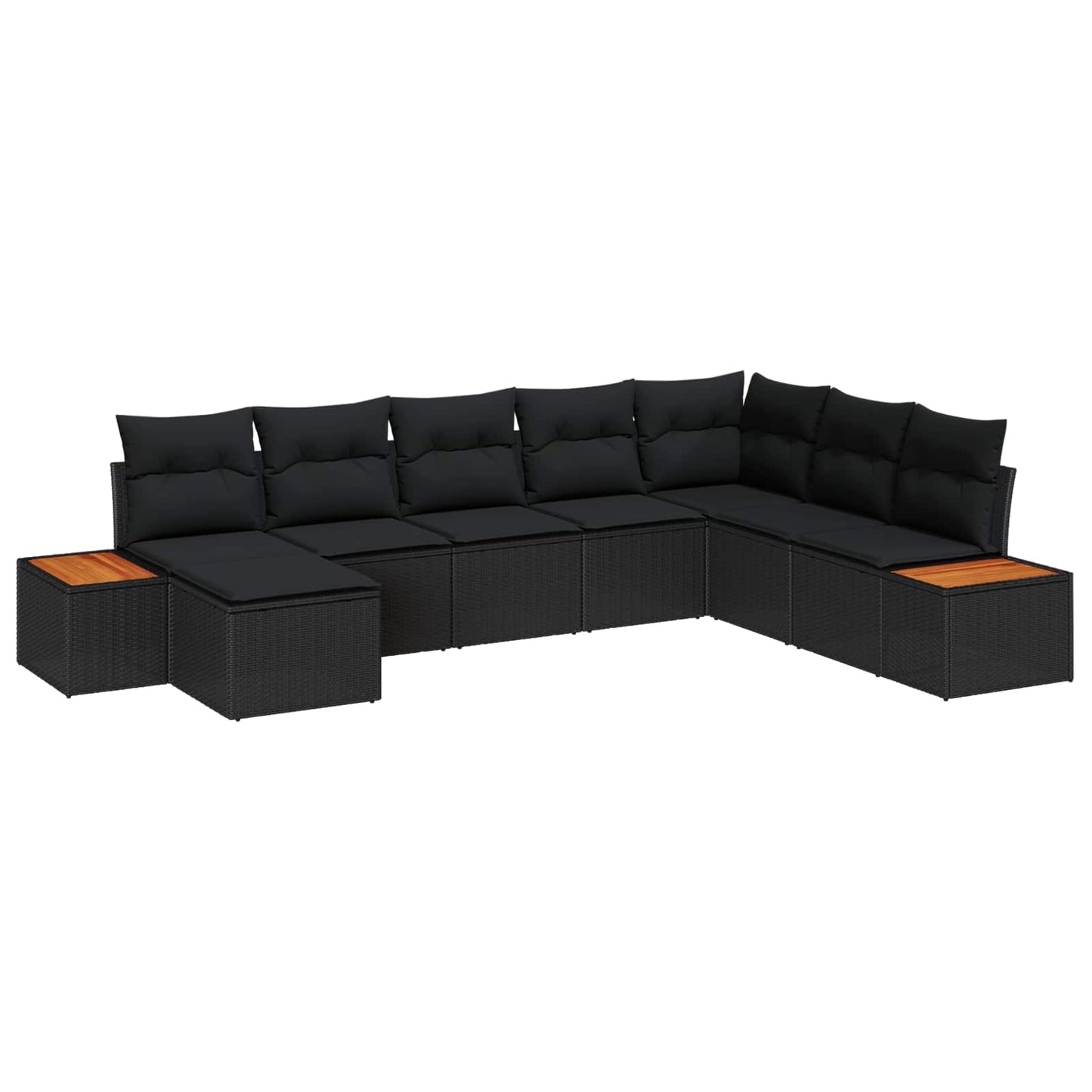 Gartensofa-set 8 Stk. Schwarz Poly Rattan
