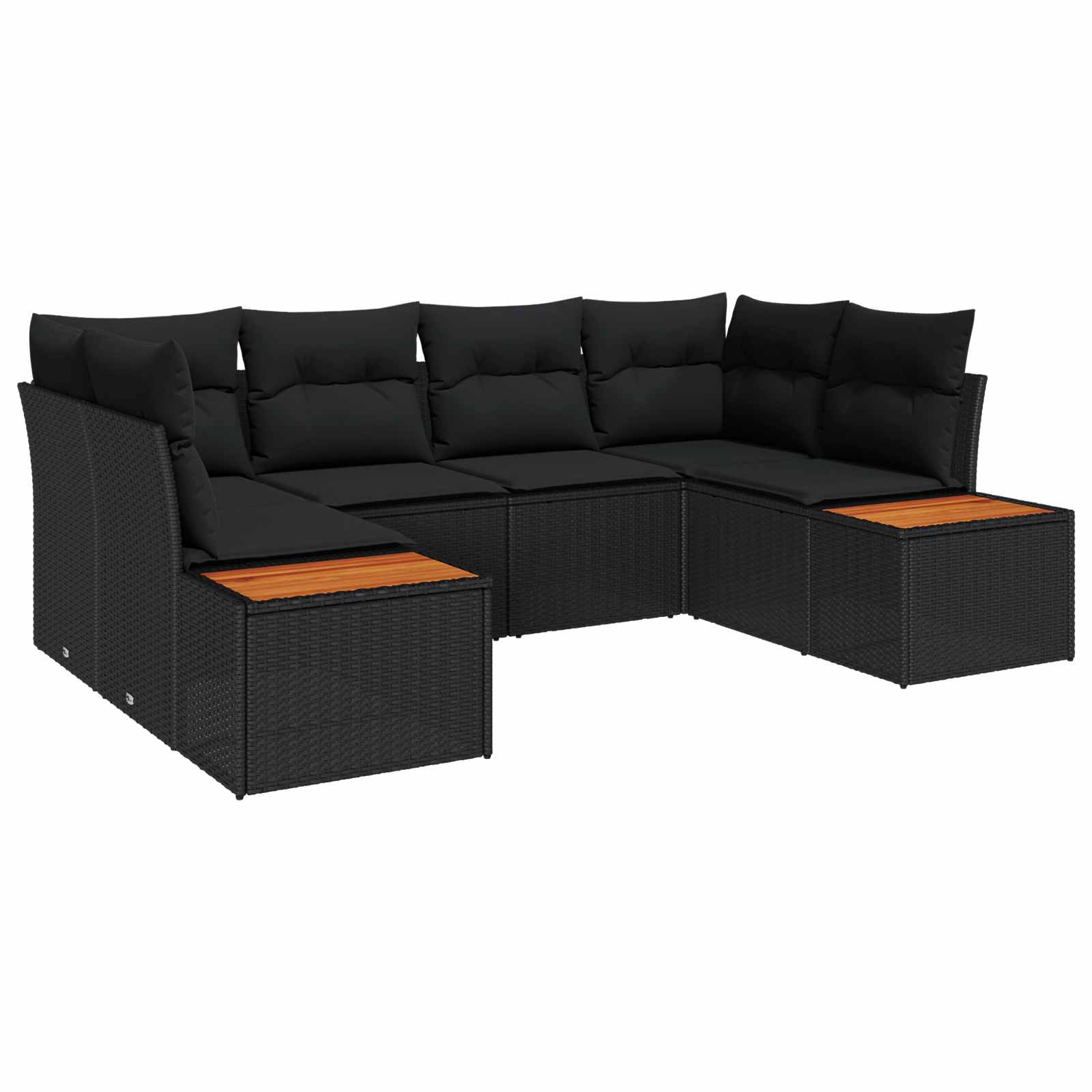 Gartensofa-set 6 stk. Schwarz Poly-Rattan