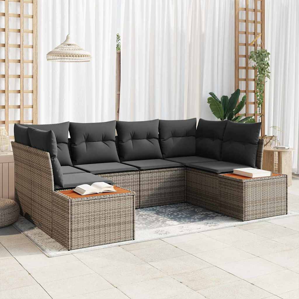 Gartensofa-set 6 stk. Grau Poly-Rattan