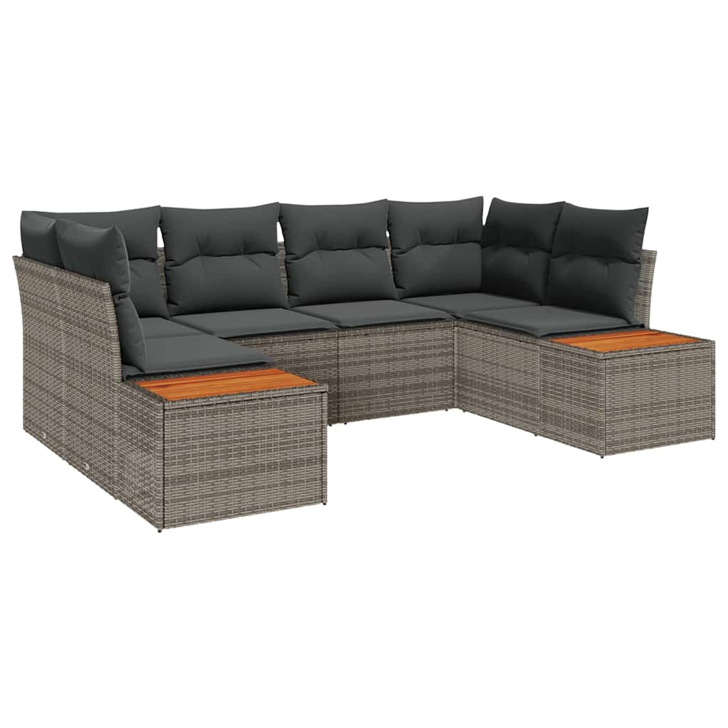 Gartensofa-set 6 stk. Grau Poly-Rattan