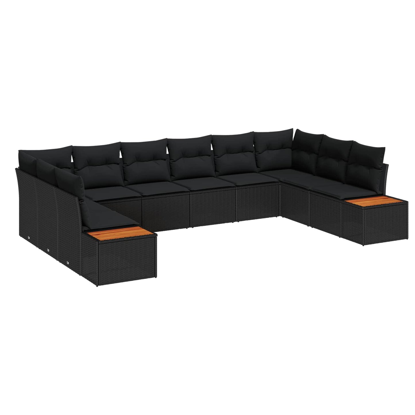 Gartensofa-set 10 stk. Schwarz Poly Rattan