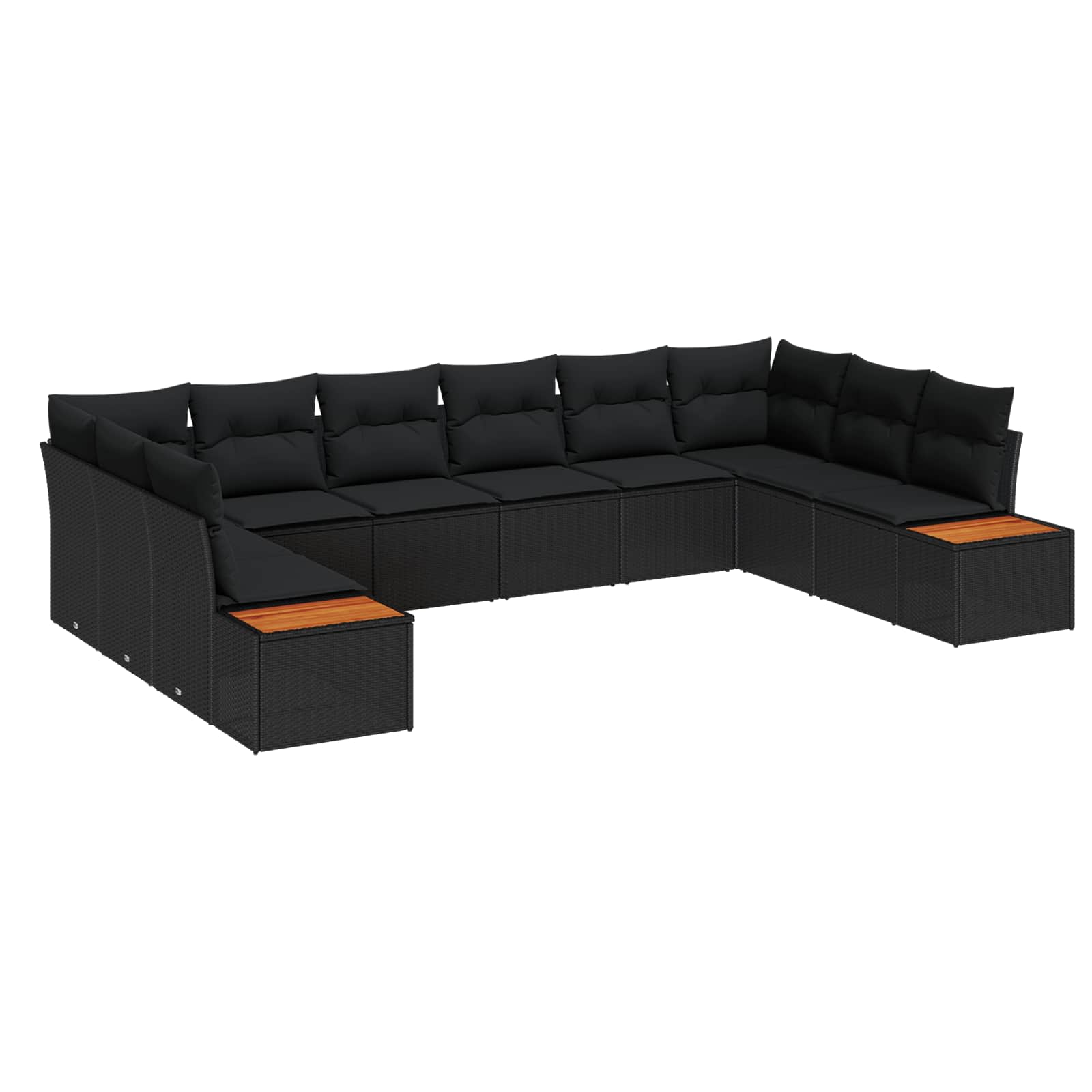 Gartensofa-set 10 stk. Schwarz Poly Rattan