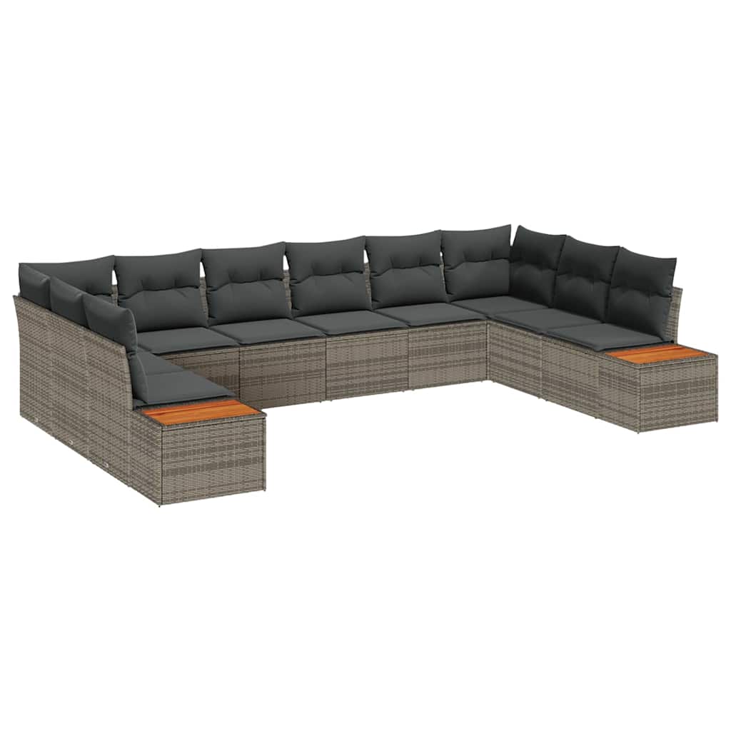 Gartensofa-set 10 stk. Grau Poly Rattan