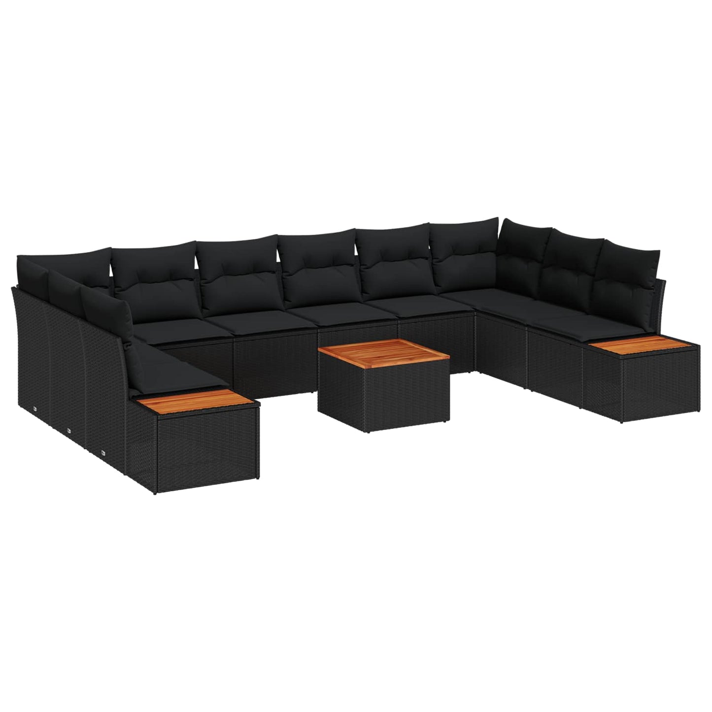 Gartensofa-set 11 Stk. Schwarz Poly Rattan