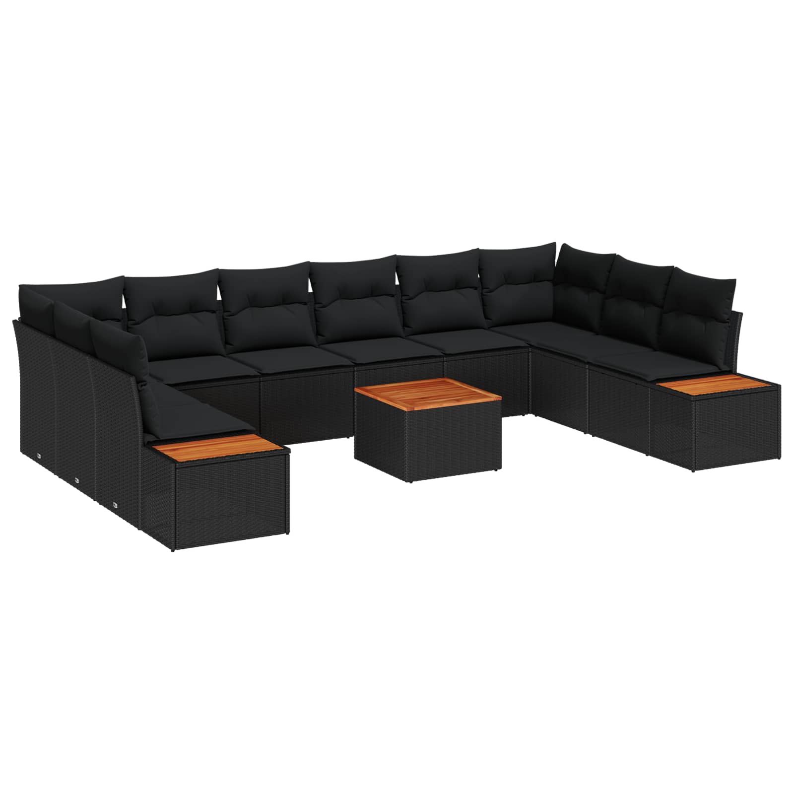 Gartensofa-set 11 Stk. Schwarz Poly Rattan