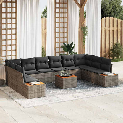 Gartensofa-set 11 stk. Grau Poly Rattan