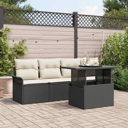 Gartensofa-set 5 stk. Schwarz Poly-Rattan