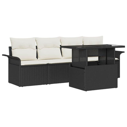 Gartensofa-set 5 stk. Schwarz Poly-Rattan