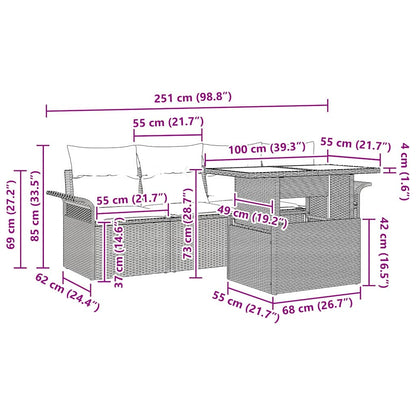Gartensofa-set 5 stk. Schwarz Poly-Rattan