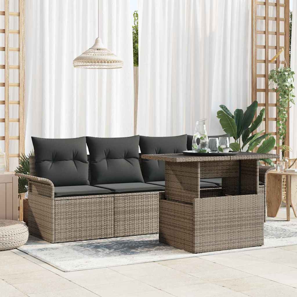 Gartensofa-set 5 stk. Grau Poly-Rattan