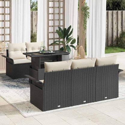 Gartensofa-set 6 stk. Schwarz Poly-Rattan