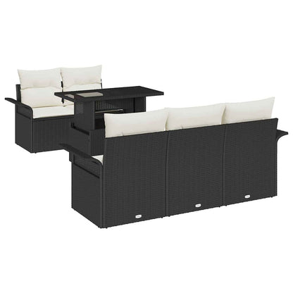 Gartensofa-set 6 stk. Schwarz Poly-Rattan