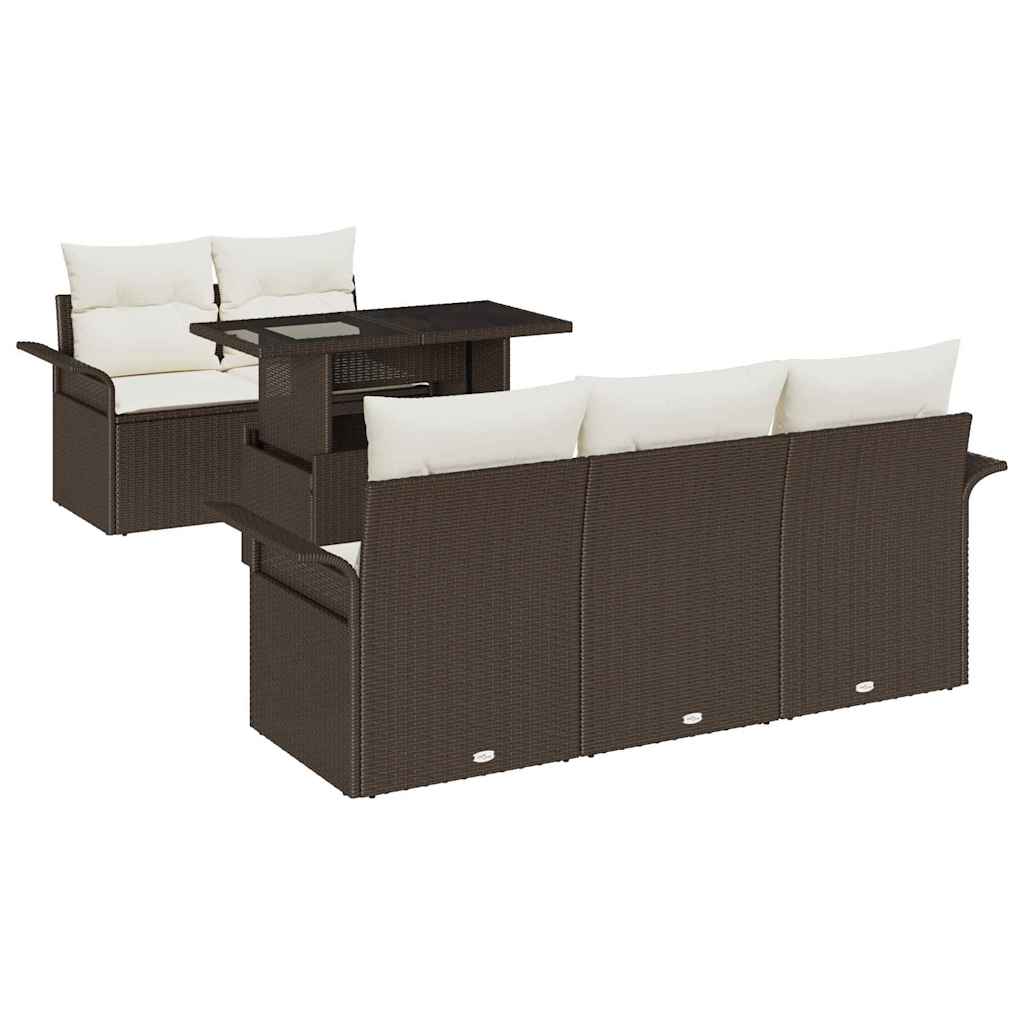 Gartensofa-set mit Kissen 6 pcs Braun Poly-Rattan