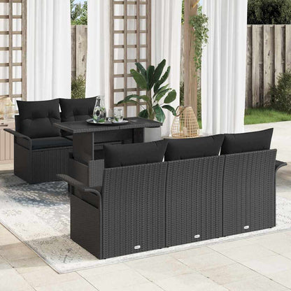 Gartensofa-set 6 stk. Schwarz Poly-Rattan