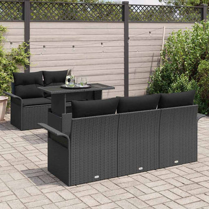 Gartensofa-set 6 stk. Schwarz Poly-Rattan