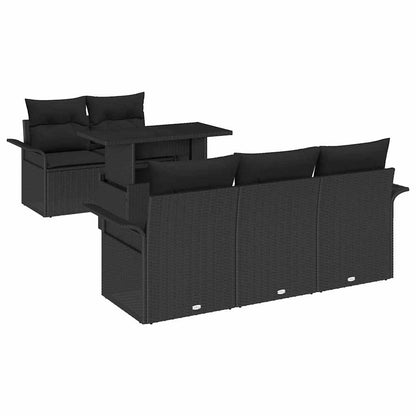 Gartensofa-set 6 stk. Schwarz Poly-Rattan