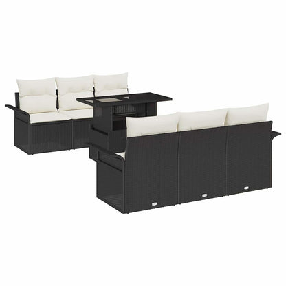 Gartensofa-set 7 stk. Schwarz Poly-Rattan