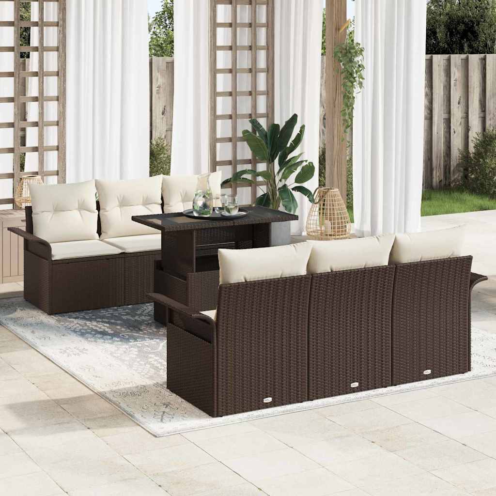 Gartensofa-set 7 stk. Braun Poly-Rattan