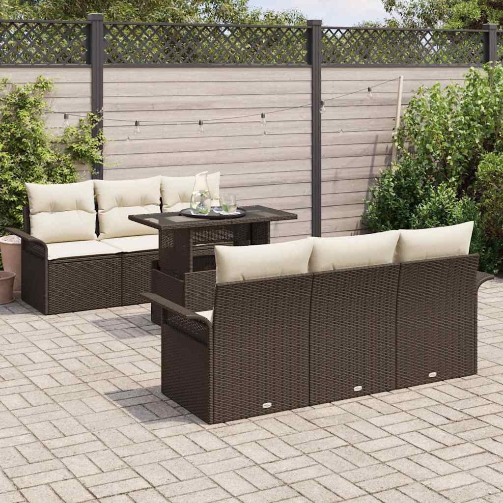 Gartensofa-set 7 stk. Braun Poly-Rattan