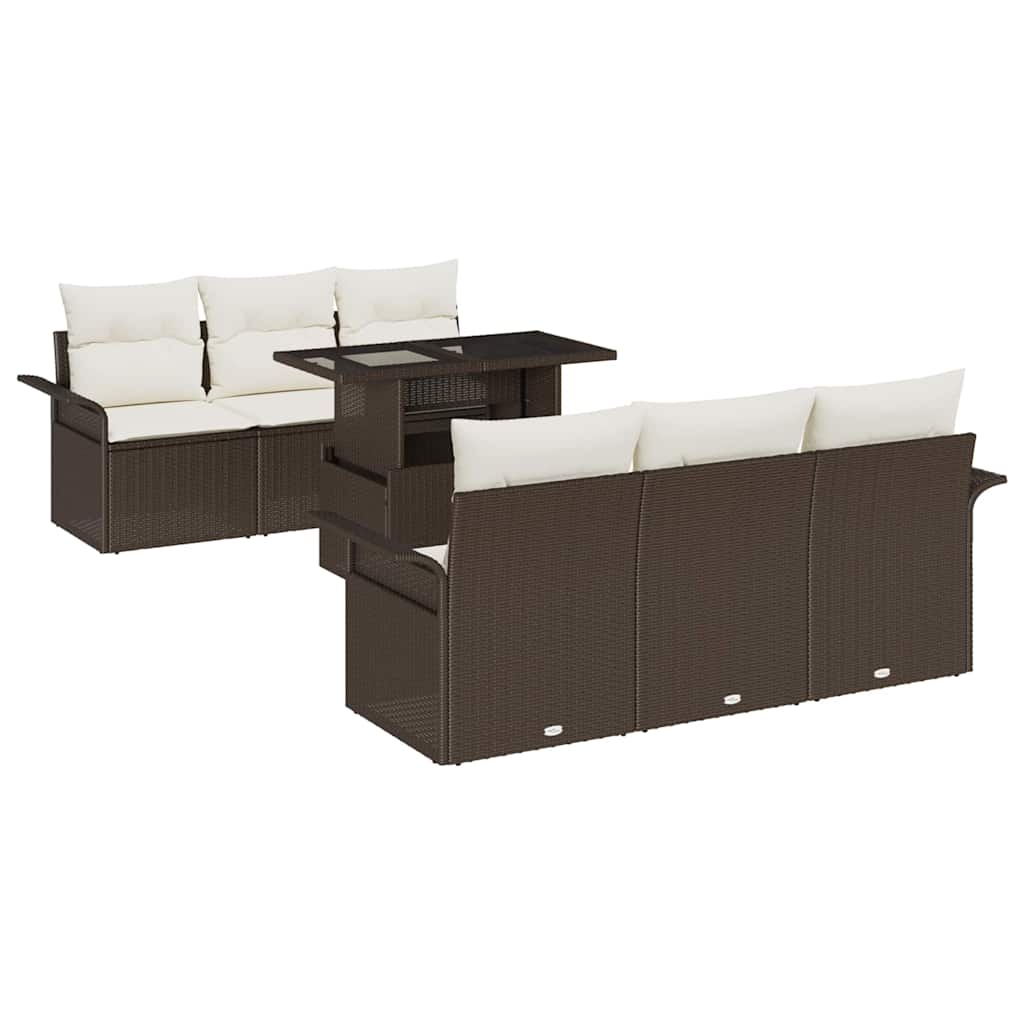 Gartensofa-set 7 stk. Braun Poly-Rattan