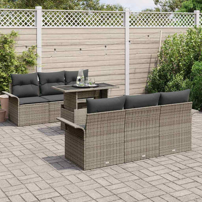 Gartensofa-set 7 stk. Grau Poly-Rattan