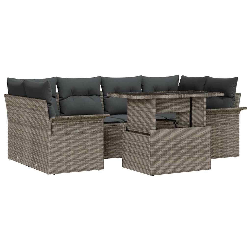 Gartensofa-set 7 Stk. Grau Poly-Rattan