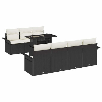 Gartensofa-set 8 stk. Schwarz Poly-Rattan