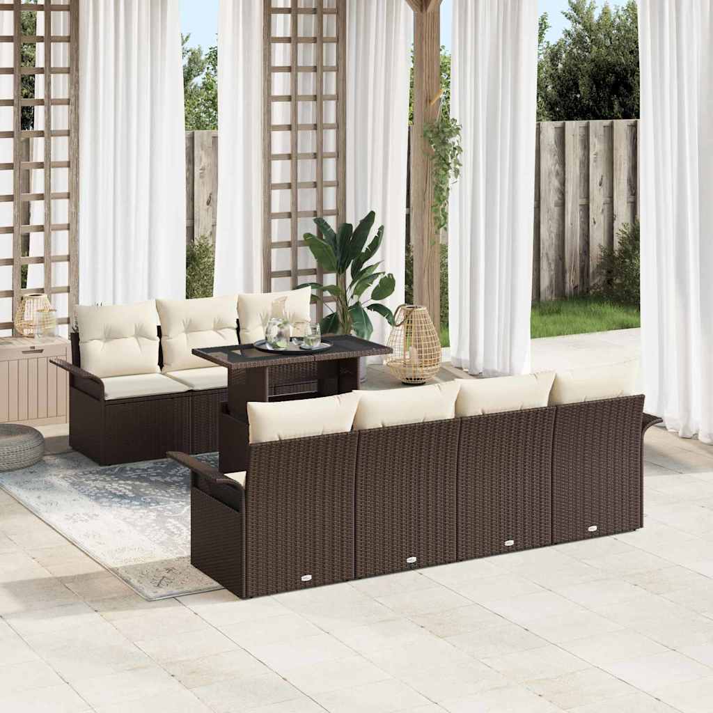 Gartensofa-set 8 stk. Braun Poly-Rattan