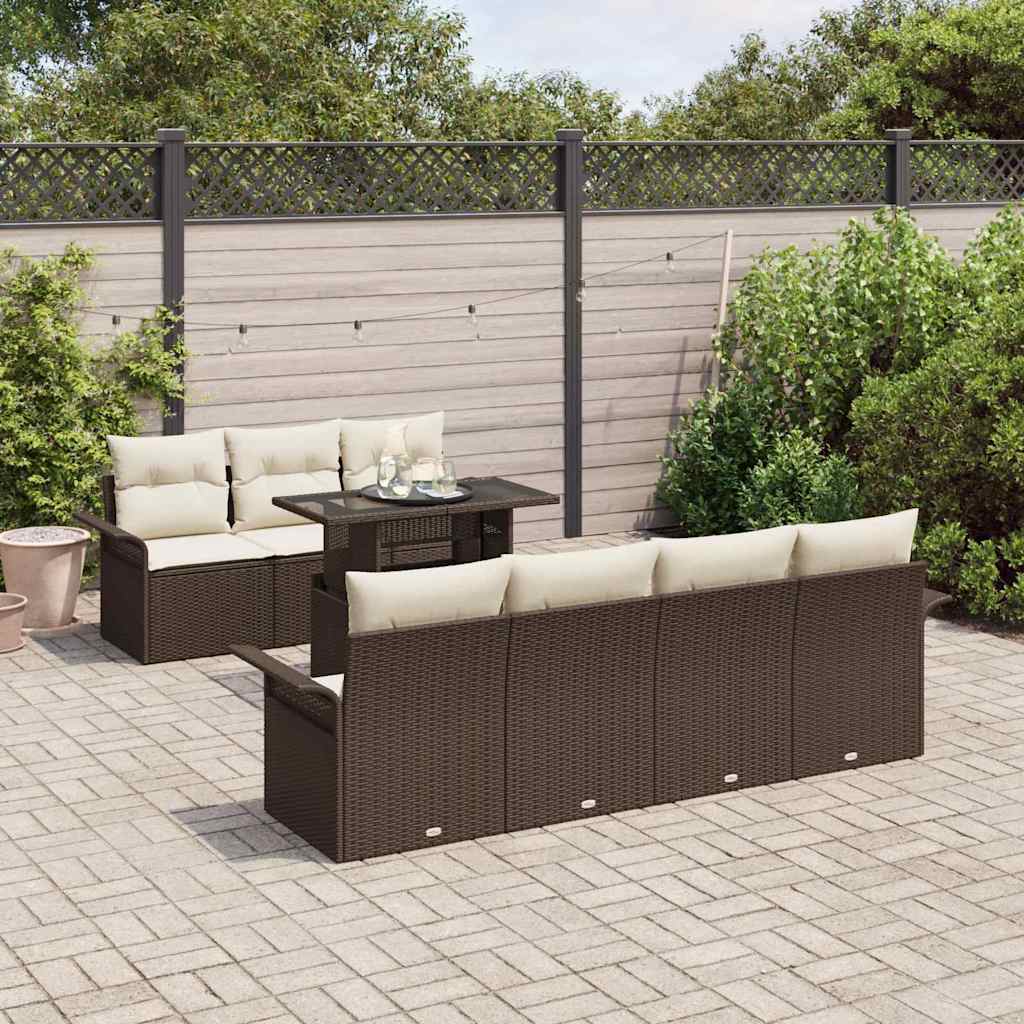 Gartensofa-set 8 stk. Braun Poly-Rattan