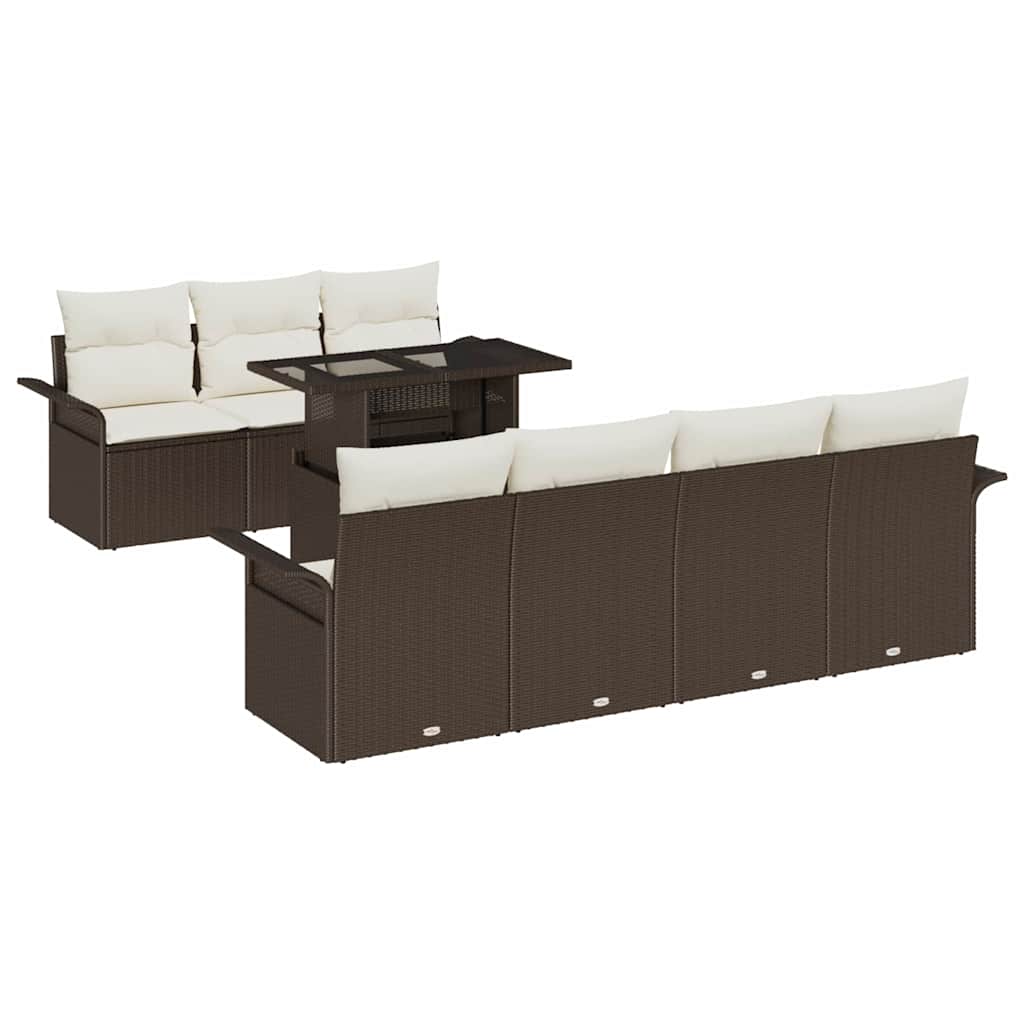 Gartensofa-set 8 stk. Braun Poly-Rattan