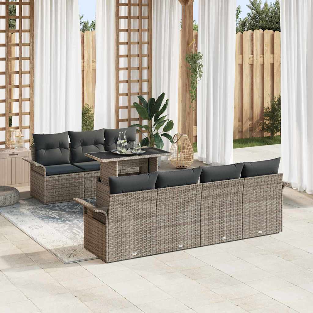 Gartensofa-set 8 stk. Grau Poly-Rattan