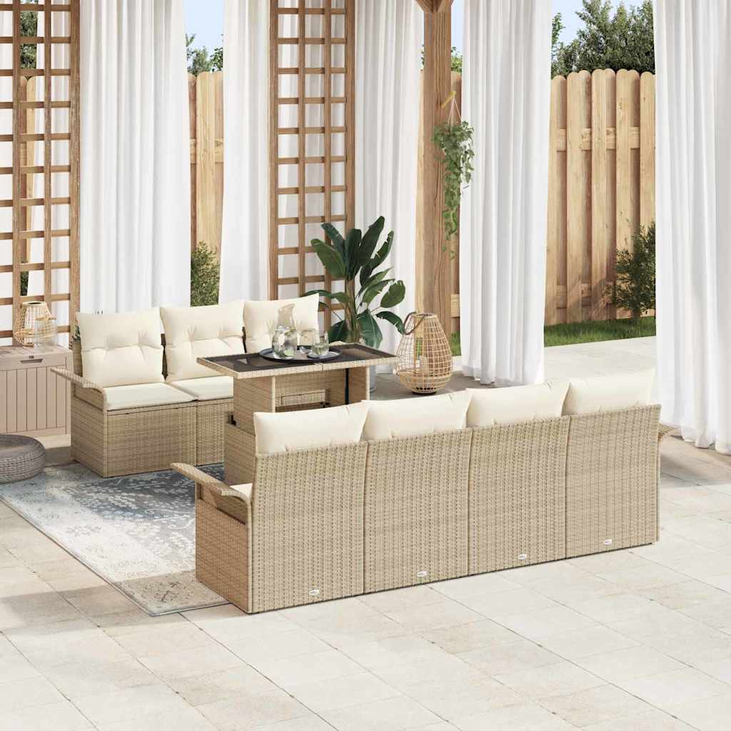 Gartensofa-set 8 stk. Beige Poly-Rattan