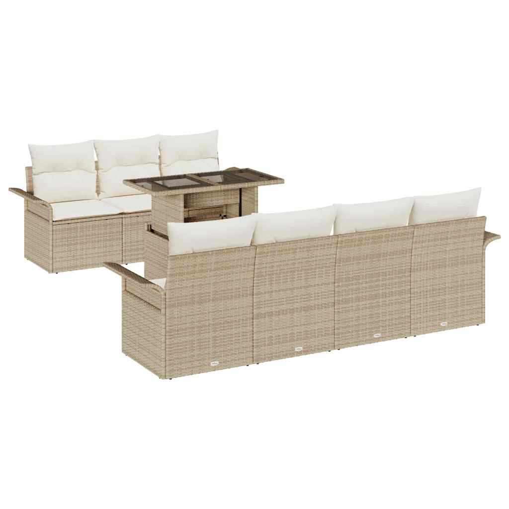 Gartensofa-set 8 stk. Beige Poly-Rattan