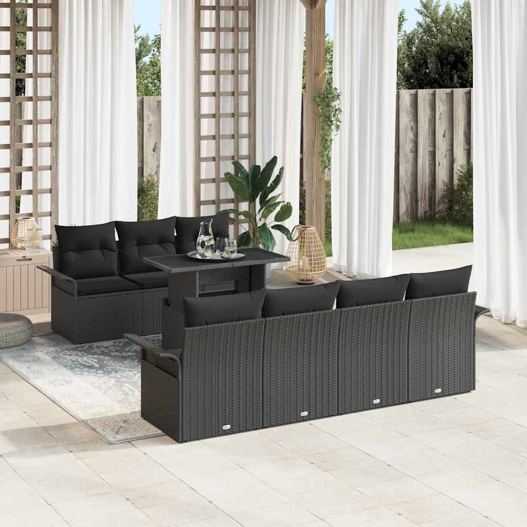 Gartensofa-set 8 stk. Schwarz Poly-Rattan