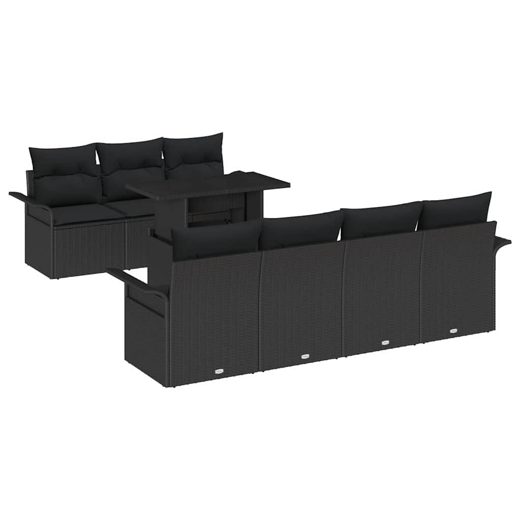 Gartensofa-set 8 stk. Schwarz Poly-Rattan