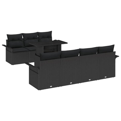 Gartensofa-set 8 stk. Schwarz Poly-Rattan
