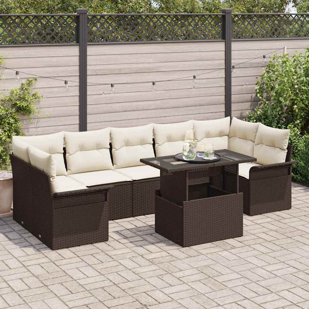 Gartensofa-set 8 stk. Braun Poly-Rattan