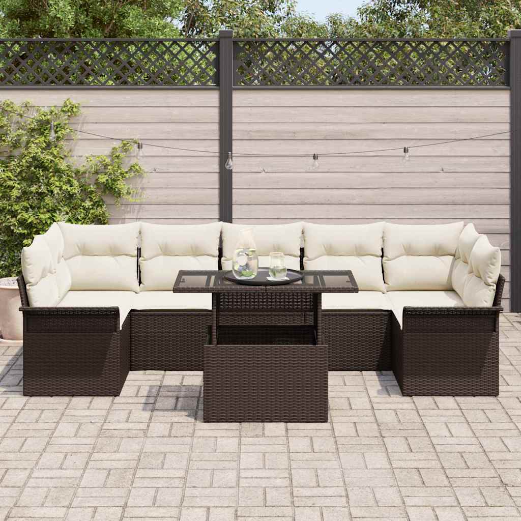 Gartensofa-set 8 stk. Braun Poly-Rattan