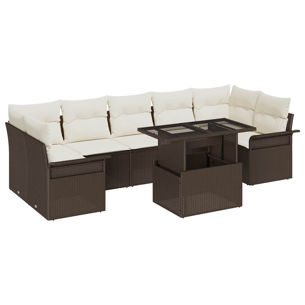 Gartensofa-set 8 stk. Braun Poly-Rattan