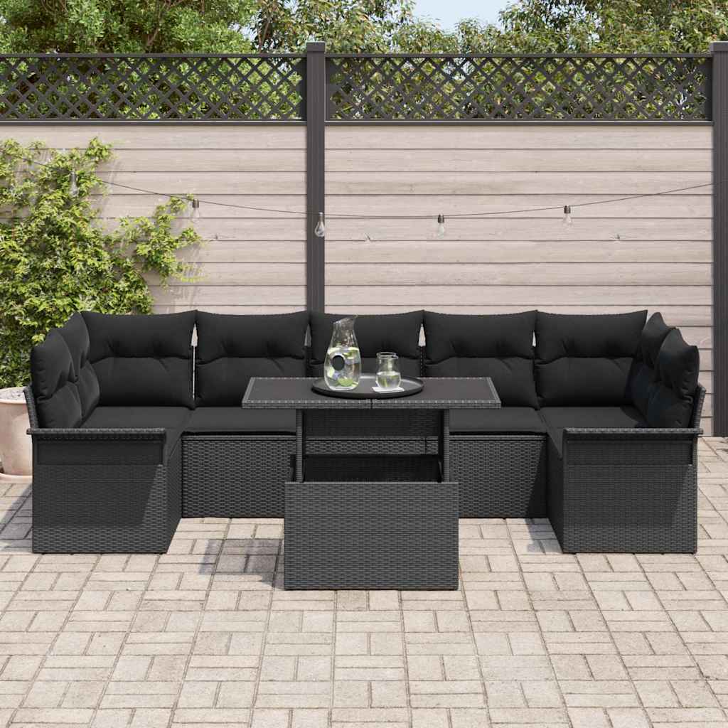 Gartensofa-set 8 stk. Schwarz Poly-Rattan