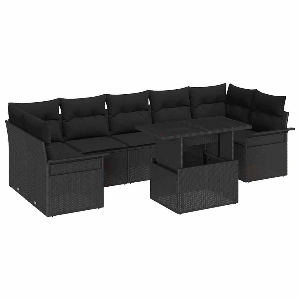 Gartensofa-set 8 stk. Schwarz Poly-Rattan