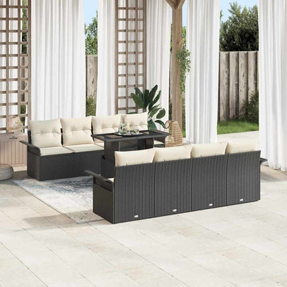 Gartensofa-set 9 stk. Schwarz Poly-Rattan