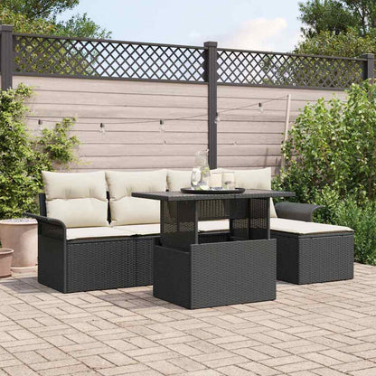 Gartensofa-set 6 stk. Schwarz Poly-Rattan