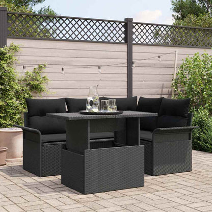 Gartensofa-set 5 stk. Schwarz Poly-Rattan