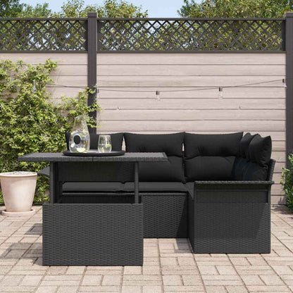 Gartensofa-set 5 stk. Schwarz Poly-Rattan