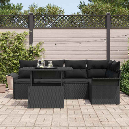 Gartensofa-set 6 stk. Schwarz Poly-Rattan