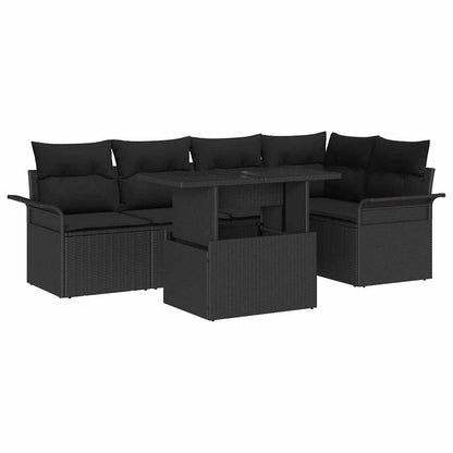 Gartensofa-set 6 stk. Schwarz Poly-Rattan