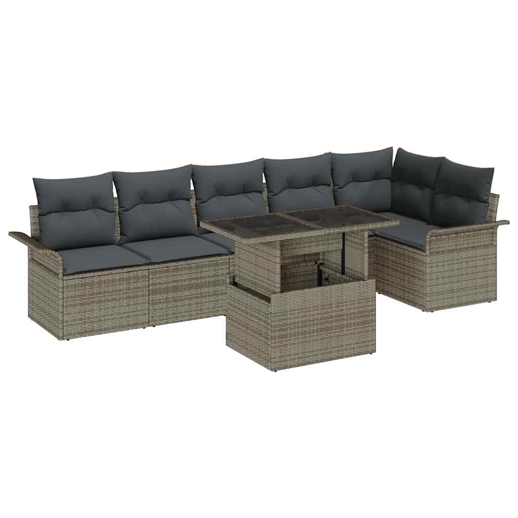 Gartensofa-set 7 stk. Grau Poly-Rattan