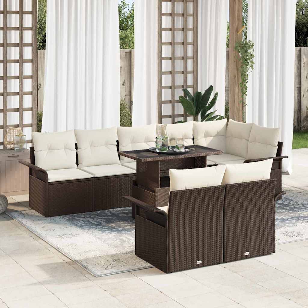 Gartensofa-set 9 stk. Braun Poly-Rattan